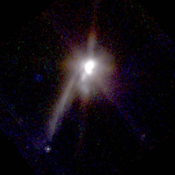Imagen de una estrella joven con un posible planeta en el ángulo inferior izquierdo. Tomada de nssdc.gsfc.nasa.gov