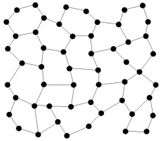 Estructura interna de un vidrio, no posee orden ni periodicidad.